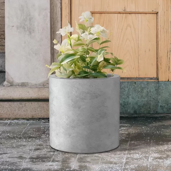 imageKante RC0119ABCC80011 Set of 3 Lightweight Concrete Modern Cylinder Outdoor Planters 158 129 and 98 Inch Diameter Pure WhiteNatural Concrete