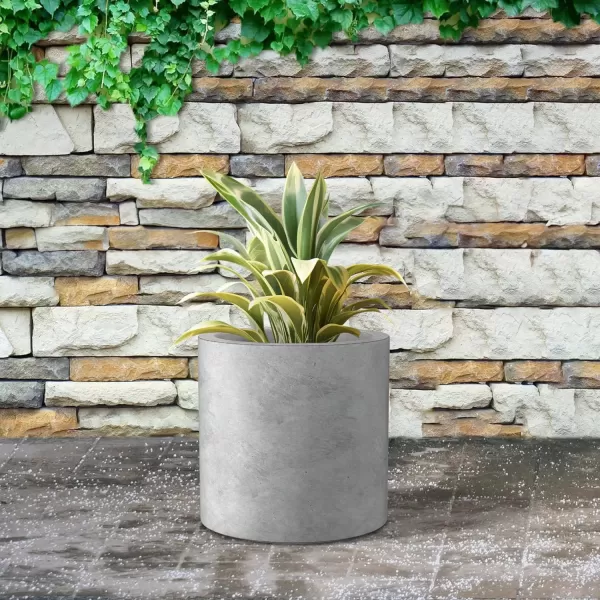 imageKante RC0119ABCC80011 Set of 3 Lightweight Concrete Modern Cylinder Outdoor Planters 158 129 and 98 Inch Diameter Pure WhiteNatural Concrete