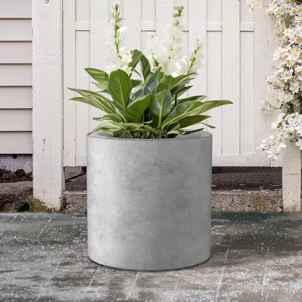 imageKante RC0119ABCC80011 Set of 3 Lightweight Concrete Modern Cylinder Outdoor Planters 158 129 and 98 Inch Diameter Pure WhiteNatural Concrete