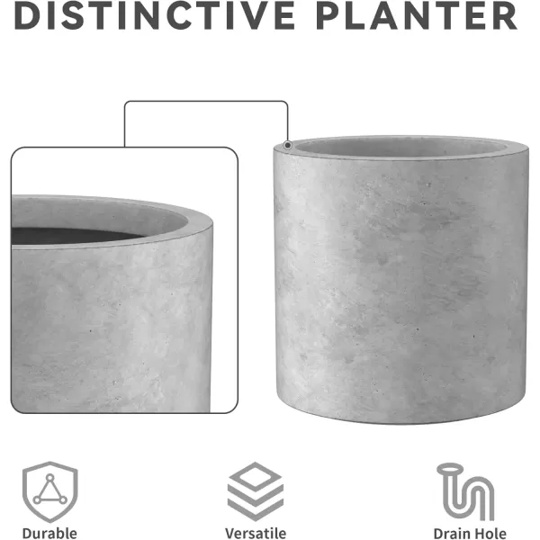 imageKante RC0119ABCC80011 Set of 3 Lightweight Concrete Modern Cylinder Outdoor Planters 158 129 and 98 Inch Diameter Pure WhiteNatural Concrete