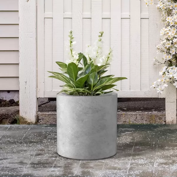 imageKante RC0119ABCC80011 Set of 3 Lightweight Concrete Modern Cylinder Outdoor Planters 158 129 and 98 Inch Diameter Pure WhiteNatural Concrete