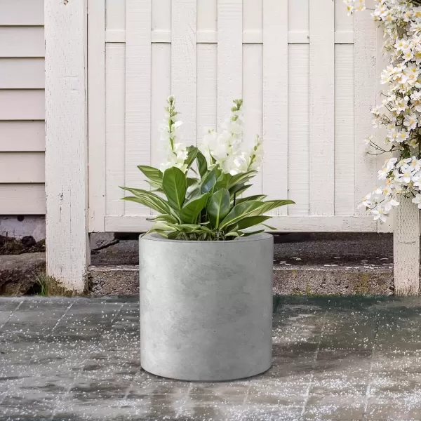 imageKante RC0119ABCC80011 Set of 3 Lightweight Concrete Modern Cylinder Outdoor Planters 158 129 and 98 Inch Diameter Pure WhiteNatural Concrete