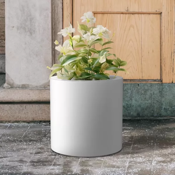 imageKante RC0119ABCC80011 Set of 3 Lightweight Concrete Modern Cylinder Outdoor Planters 158 129 and 98 Inch Diameter Pure WhitePure White