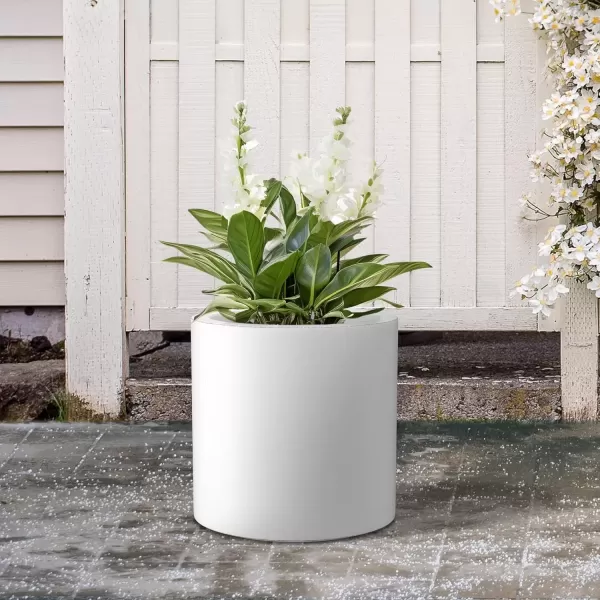 imageKante RC0119ABCC80011 Set of 3 Lightweight Concrete Modern Cylinder Outdoor Planters 158 129 and 98 Inch Diameter Pure WhitePure White