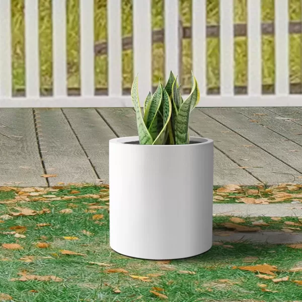 imageKante RC0119ABCC80011 Set of 3 Lightweight Concrete Modern Cylinder Outdoor Planters 158 129 and 98 Inch Diameter Pure WhitePure White