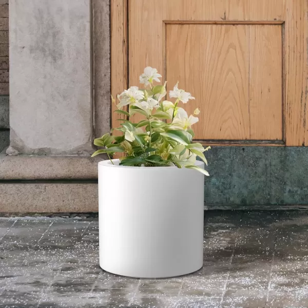 imageKante RC0119ABCC80011 Set of 3 Lightweight Concrete Modern Cylinder Outdoor Planters 158 129 and 98 Inch Diameter Pure WhitePure White