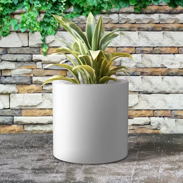imageKante RC0119ABCC80011 Set of 3 Lightweight Concrete Modern Cylinder Outdoor Planters 158 129 and 98 Inch Diameter Pure WhitePure White