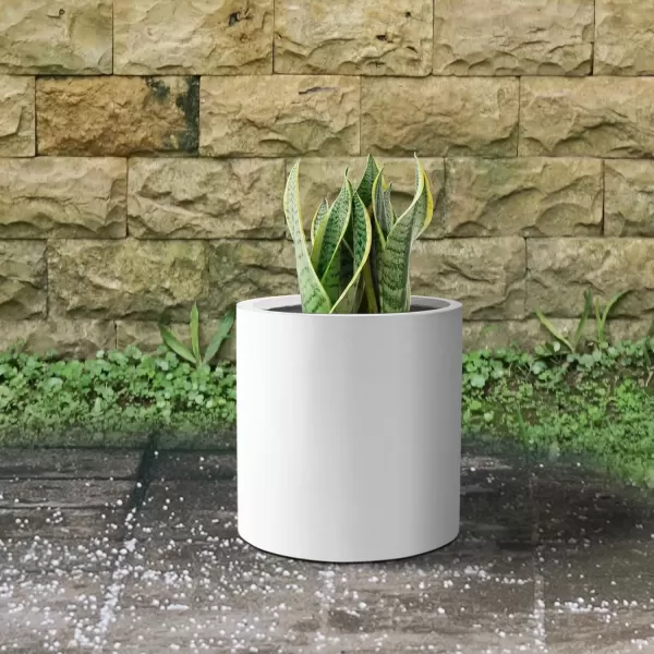 imageKante RC0119ABCC80011 Set of 3 Lightweight Concrete Modern Cylinder Outdoor Planters 158 129 and 98 Inch Diameter Pure WhitePure White