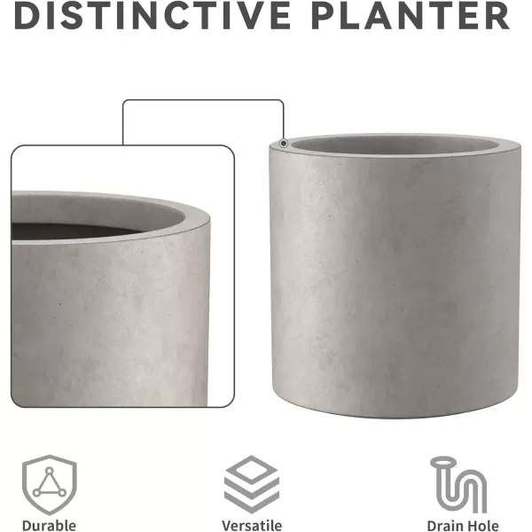 imageKante RC0119ABCC80011 Set of 3 Lightweight Concrete Modern Cylinder Outdoor Planters 158 129 and 98 Inch Diameter Pure WhiteWeathered Concrete