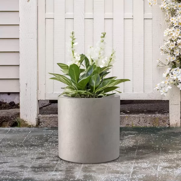 imageKante RC0119ABCC80011 Set of 3 Lightweight Concrete Modern Cylinder Outdoor Planters 158 129 and 98 Inch Diameter Pure WhiteWeathered Concrete