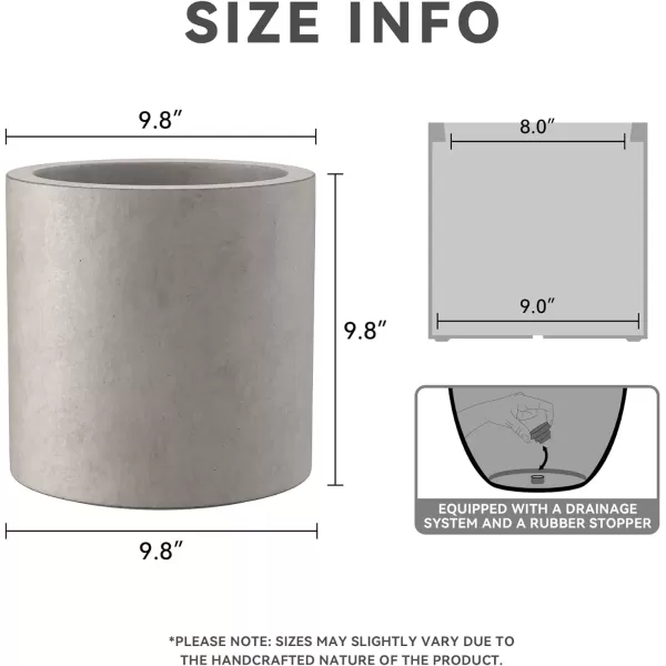 imageKante RC0119ABCC80011 Set of 3 Lightweight Concrete Modern Cylinder Outdoor Planters 158 129 and 98 Inch Diameter Pure WhiteWeathered Concrete