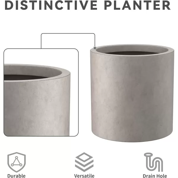 imageKante RC0119ABCC80011 Set of 3 Lightweight Concrete Modern Cylinder Outdoor Planters 158 129 and 98 Inch Diameter Pure WhiteWeathered Concrete