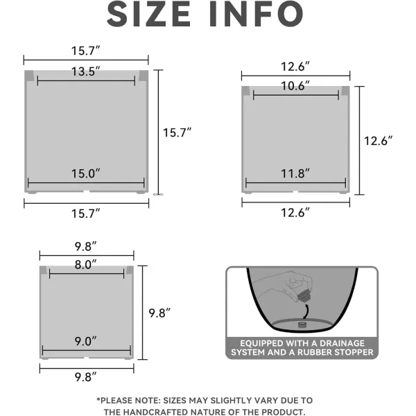 imageKante RC0119ABCC80011 Set of 3 Lightweight Concrete Modern Cylinder Outdoor Planters 158 129 and 98 Inch Diameter Pure WhiteWeathered Concrete