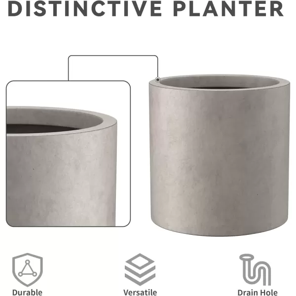 imageKante RC0119ABCC80011 Set of 3 Lightweight Concrete Modern Cylinder Outdoor Planters 158 129 and 98 Inch Diameter Pure WhiteWeathered Concrete