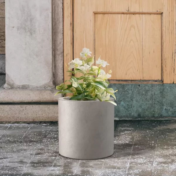 imageKante RC0119ABCC80011 Set of 3 Lightweight Concrete Modern Cylinder Outdoor Planters 158 129 and 98 Inch Diameter Pure WhiteWeathered Concrete
