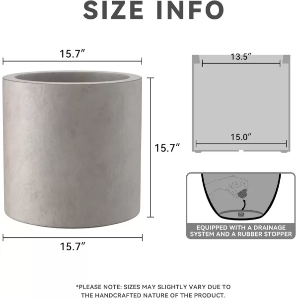 imageKante RC0119ABCC80011 Set of 3 Lightweight Concrete Modern Cylinder Outdoor Planters 158 129 and 98 Inch Diameter Pure WhiteWeathered Concrete