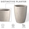 imageKante 181quot205quot224quot H Tall Round Concrete Planters Set of 3 Outdoor Indoor Modern Decorative Plant Pots with Drainage Hole ampamp Rubber Plug for Home ampamp Garden Pure WhiteWeathered Concrete