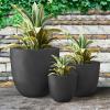 imageKante 18quot14quot10quot Dia Concrete Round Planters Set of 3 Outdoor Indoor Large Planter Pots with Drainage Hole and Rubber Plug for Home Patio Garden Pure WhiteBlack