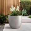 imageKante 18quot14quot10quot Dia Concrete Round Planters Set of 3 Outdoor Indoor Large Planter Pots with Drainage Hole and Rubber Plug for Home Patio Garden Pure WhiteWeathered Concrete