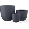 imageKante 18quot14quot10quot Dia Concrete Round Planters Set of 3 Outdoor Indoor Large Planter Pots with Drainage Hole and Rubber Plug for Home Patio Garden Pure WhiteCharcoal