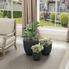 imageKante 18quot14quot10quot Dia Concrete Round Planters Set of 3 Outdoor Indoor Large Planter Pots with Drainage Hole and Rubber Plug for Home Patio Garden Pure WhiteDark Gray