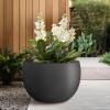 imageKante 199quot Dia Round Concrete Planter OutdoorIndoor Large Bowl Plant Pots with Drainage Hole and Rubber Plug for Garden Patio Balcony Home Pure WhiteBlack