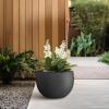 imageKante 199quot Dia Round Concrete Planter OutdoorIndoor Large Bowl Plant Pots with Drainage Hole and Rubber Plug for Garden Patio Balcony Home Pure WhiteBlack
