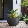 imageKante 199quot Dia Round Concrete Planter OutdoorIndoor Large Bowl Plant Pots with Drainage Hole and Rubber Plug for Garden Patio Balcony Home Pure WhiteBlack