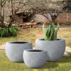 imageKante 199quot Dia Round Concrete Planter OutdoorIndoor Large Bowl Plant Pots with Drainage Hole and Rubber Plug for Garden Patio Balcony Home Pure WhiteSlate Gray
