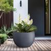 imageKante 199quot Dia Round Concrete Planter OutdoorIndoor Large Bowl Plant Pots with Drainage Hole and Rubber Plug for Garden Patio Balcony Home Pure WhiteCharcoal