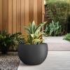 imageKante 199quot Dia Round Concrete Planter OutdoorIndoor Large Bowl Plant Pots with Drainage Hole and Rubber Plug for Garden Patio Balcony Home Pure WhiteBlack