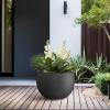 imageKante 199quot Dia Round Concrete Planter OutdoorIndoor Large Bowl Plant Pots with Drainage Hole and Rubber Plug for Garden Patio Balcony Home Pure WhiteBlack