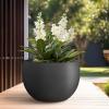 imageKante 199quot Dia Round Concrete Planter OutdoorIndoor Large Bowl Plant Pots with Drainage Hole and Rubber Plug for Garden Patio Balcony Home Pure WhiteBlack