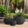imageKante 199quot Dia Round Concrete Planter OutdoorIndoor Large Bowl Plant Pots with Drainage Hole and Rubber Plug for Garden Patio Balcony Home Pure WhiteBlack