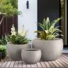 imageKante 199quot Dia Round Concrete Planter OutdoorIndoor Large Bowl Plant Pots with Drainage Hole and Rubber Plug for Garden Patio Balcony Home Pure WhiteWeathered Concrete