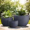 imageKante 199quot Dia Round Concrete Planter OutdoorIndoor Large Bowl Plant Pots with Drainage Hole and Rubber Plug for Garden Patio Balcony Home Pure WhiteDark Gray