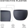 imageKante 199quot Dia Round Concrete Planter OutdoorIndoor Large Bowl Plant Pots with Drainage Hole and Rubber Plug for Garden Patio Balcony Home Pure WhiteDark Gray