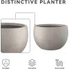 imageKante 199quot Dia Round Concrete Planter OutdoorIndoor Large Bowl Plant Pots with Drainage Hole and Rubber Plug for Garden Patio Balcony Home Pure WhiteWeathered Concrete