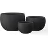 imageKante 199quot Dia Round Concrete Planter OutdoorIndoor Large Bowl Plant Pots with Drainage Hole and Rubber Plug for Garden Patio Balcony Home Pure WhiteBlack