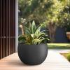 imageKante 199quot Dia Round Concrete Planter OutdoorIndoor Large Bowl Plant Pots with Drainage Hole and Rubber Plug for Garden Patio Balcony Home Pure WhiteBlack