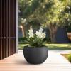 imageKante 199quot Dia Round Concrete Planter OutdoorIndoor Large Bowl Plant Pots with Drainage Hole and Rubber Plug for Garden Patio Balcony Home Pure WhiteBlack