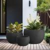 imageKante 199quot Dia Round Concrete Planter OutdoorIndoor Large Bowl Plant Pots with Drainage Hole and Rubber Plug for Garden Patio Balcony Home Pure WhiteBlack