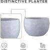 imageKante 199quot Dia Round Concrete Planter OutdoorIndoor Large Bowl Plant Pots with Drainage Hole and Rubber Plug for Garden Patio Balcony Home Pure WhiteGray