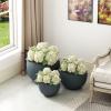 imageKante 199quot Dia Round Concrete Planter OutdoorIndoor Large Bowl Plant Pots with Drainage Hole and Rubber Plug for Garden Patio Balcony Home Pure WhiteDark Gray