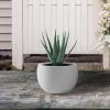 imageKante 199quot Dia Round Concrete Planter OutdoorIndoor Large Bowl Plant Pots with Drainage Hole and Rubber Plug for Garden Patio Balcony Home Pure WhitePure White