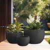 imageKante 199quot Dia Round Concrete Planter OutdoorIndoor Large Bowl Plant Pots with Drainage Hole and Rubber Plug for Garden Patio Balcony Home Pure WhiteBlack