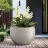 imageKante 199quot Dia Round Concrete Planter OutdoorIndoor Large Bowl Plant Pots with Drainage Hole and Rubber Plug for Garden Patio Balcony Home Pure WhiteWeathered Concrete