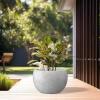 imageKante 199quot Dia Round Concrete Planter OutdoorIndoor Large Bowl Plant Pots with Drainage Hole and Rubber Plug for Garden Patio Balcony Home Pure WhiteNatural Concrete