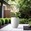 imageKante 217quot H White Concrete Tall Planter Large Outdoor Indoor Decorative Pot with Drainage Hole and Rubber Plug Modern Round Style for Home and GardenPure White