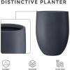 imageKante 217quot H White Concrete Tall Planter Large Outdoor Indoor Decorative Pot with Drainage Hole and Rubber Plug Modern Round Style for Home and GardenDark Gray